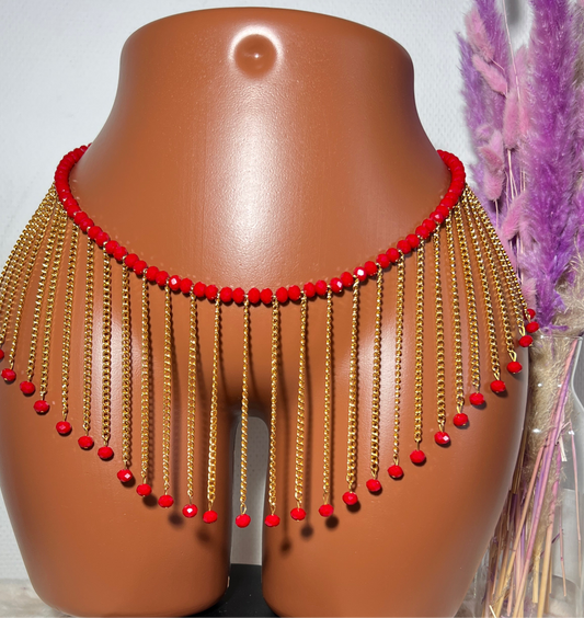 Baya jupe chaînes & perles rouges
